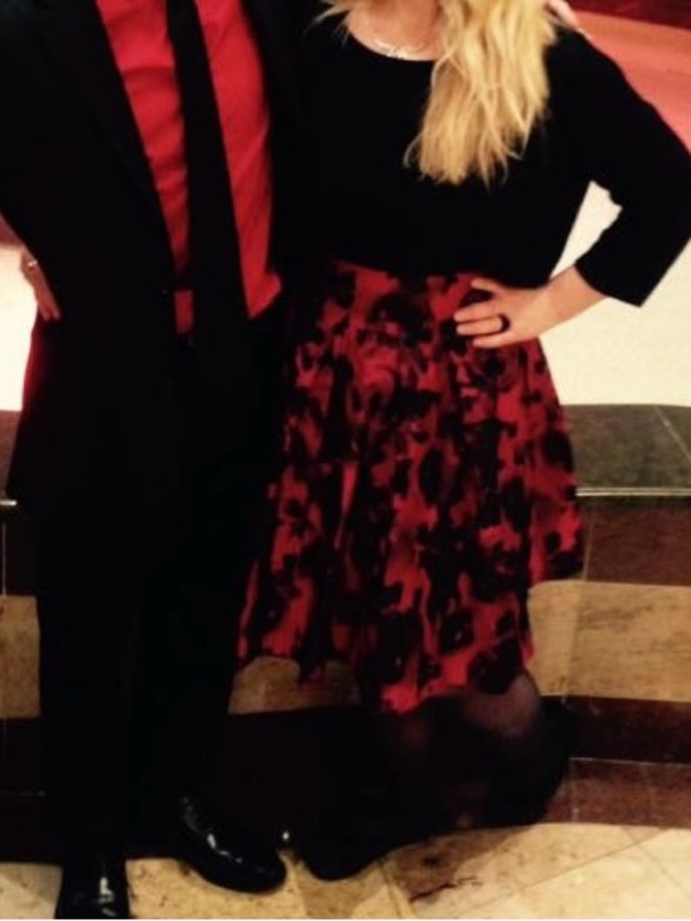 Ralph Lauren Red and Black Flower Dress